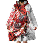 Redcliffe Dolphins NRL Rugby Wearable Blanket Hoodie Tribal Polynesian Power Art - Lightning Mascot