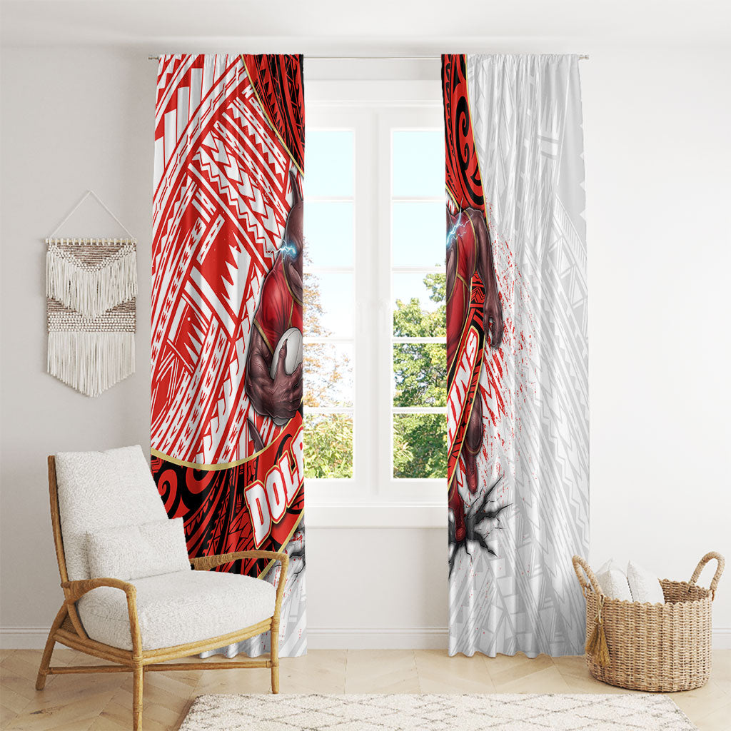 Redcliffe Dolphins NRL Rugby Window Curtain Tribal Polynesian Power Art - Lightning Mascot