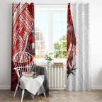 Redcliffe Dolphins NRL Rugby Window Curtain Tribal Polynesian Power Art - Lightning Mascot