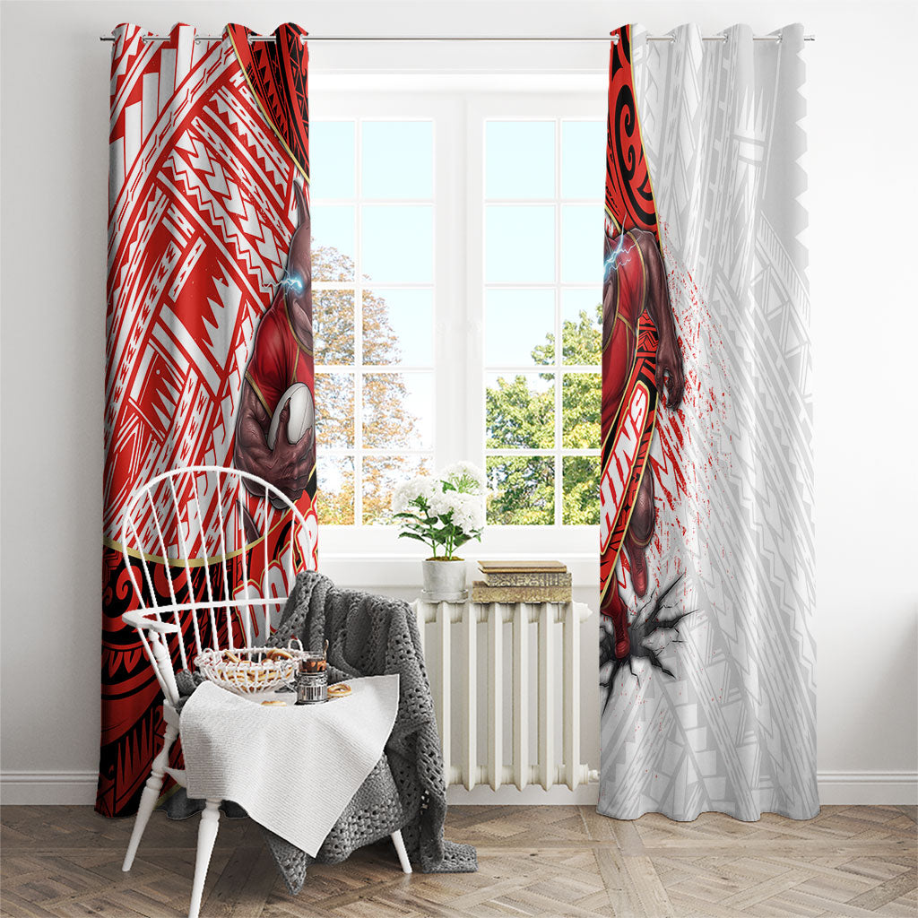 Redcliffe Dolphins NRL Rugby Window Curtain Tribal Polynesian Power Art - Lightning Mascot
