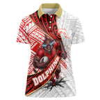 Redcliffe Dolphins NRL Rugby Women Polo Shirt Tribal Polynesian Power Art - Lightning Mascot
