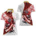 Redcliffe Dolphins NRL Rugby Women Polo Shirt Tribal Polynesian Power Art - Lightning Mascot