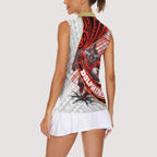 Redcliffe Dolphins NRL Rugby Women Sleeveless Polo Shirt Tribal Polynesian Power Art - Lightning Mascot