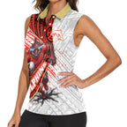 Redcliffe Dolphins NRL Rugby Women Sleeveless Polo Shirt Tribal Polynesian Power Art - Lightning Mascot