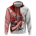 Redcliffe Dolphins NRL Rugby Zip Hoodie Tribal Polynesian Power Art - Lightning Mascot