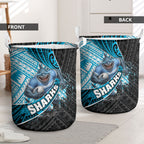 Cronulla Sutherland Sharks Rugby Laundry Basket Tribal Polynesian Power Art - Lightning Mascot