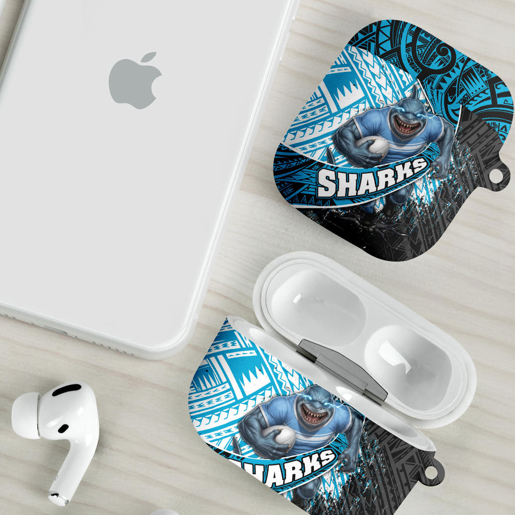 Cronulla Sutherland Sharks Rugby AirPods Case Tribal Polynesian Power Art - Lightning Mascot