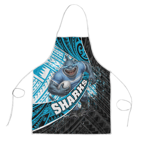 Cronulla Sutherland Sharks Rugby Apron Tribal Polynesian Power Art - Lightning Mascot