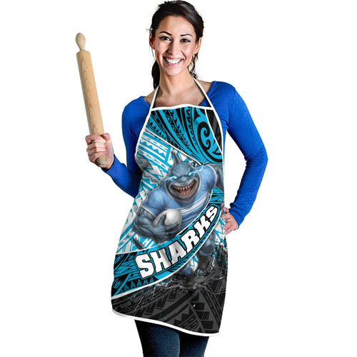 Cronulla Sutherland Sharks Rugby Apron Tribal Polynesian Power Art - Lightning Mascot