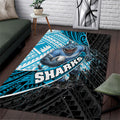 Cronulla Sutherland Sharks Rugby Area Rug Tribal Polynesian Power Art - Lightning Mascot