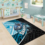 Cronulla Sutherland Sharks Rugby Area Rug Tribal Polynesian Power Art - Lightning Mascot