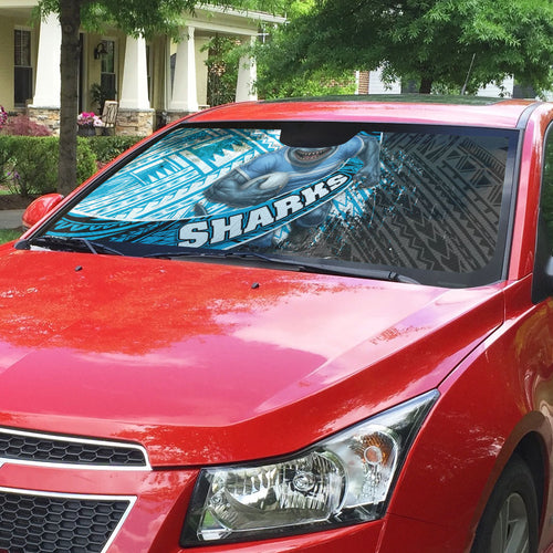 Cronulla Sutherland Sharks Rugby Auto Sun Shade Tribal Polynesian Power Art - Lightning Mascot