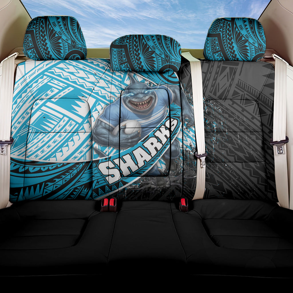Cronulla Sutherland Sharks Rugby Back Car Seat Cover Tribal Polynesian Power Art - Lightning Mascot