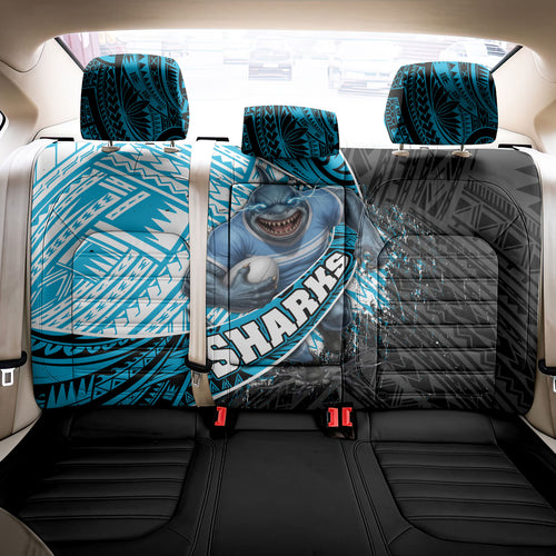 Cronulla Sutherland Sharks Rugby Back Car Seat Cover Tribal Polynesian Power Art - Lightning Mascot