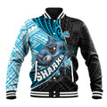 Cronulla Sutherland Sharks Rugby Baseball Jacket Tribal Polynesian Power Art - Lightning Mascot