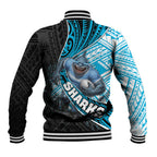 Cronulla Sutherland Sharks Rugby Baseball Jacket Tribal Polynesian Power Art - Lightning Mascot