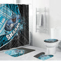 Cronulla Sutherland Sharks Rugby Bathroom Set Tribal Polynesian Power Art - Lightning Mascot