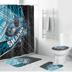 Cronulla Sutherland Sharks Rugby Bathroom Set Tribal Polynesian Power Art - Lightning Mascot