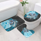 Cronulla Sutherland Sharks Rugby Bathroom Set Tribal Polynesian Power Art - Lightning Mascot