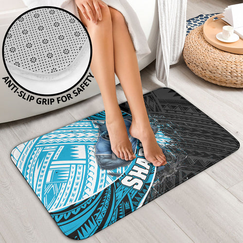 Cronulla Sutherland Sharks Rugby Bathroom Set Tribal Polynesian Power Art - Lightning Mascot