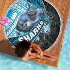 Cronulla Sutherland Sharks Rugby Beach Blanket Tribal Polynesian Power Art - Lightning Mascot