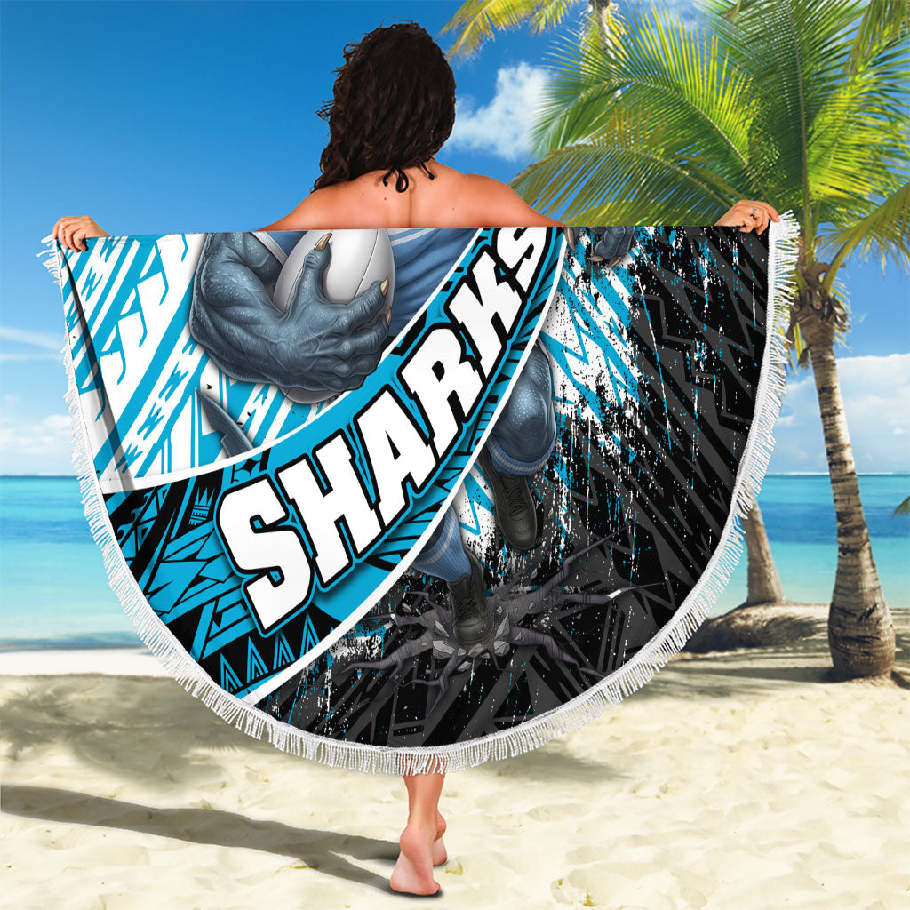 Cronulla Sutherland Sharks Rugby Beach Blanket Tribal Polynesian Power Art - Lightning Mascot