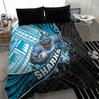Cronulla Sutherland Sharks Rugby Bedding Set Tribal Polynesian Power Art - Lightning Mascot