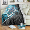 Cronulla Sutherland Sharks Rugby Blanket Tribal Polynesian Power Art - Lightning Mascot