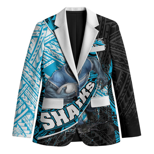Cronulla Sutherland Sharks Rugby Blazer Tribal Polynesian Power Art - Lightning Mascot