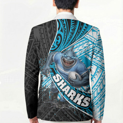 Cronulla Sutherland Sharks Rugby Blazer Tribal Polynesian Power Art - Lightning Mascot