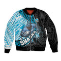 Cronulla Sutherland Sharks Rugby Bomber Jacket Tribal Polynesian Power Art - Lightning Mascot