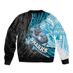 Cronulla Sutherland Sharks Rugby Bomber Jacket Tribal Polynesian Power Art - Lightning Mascot
