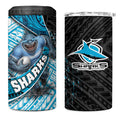 Cronulla Sutherland Sharks Rugby 4 in 1 Can Cooler Tumbler Tribal Polynesian Power Art - Lightning Mascot