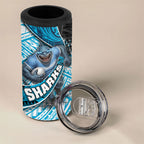 Cronulla Sutherland Sharks Rugby 4 in 1 Can Cooler Tumbler Tribal Polynesian Power Art - Lightning Mascot