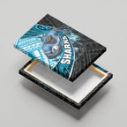 Cronulla Sutherland Sharks Rugby Canvas Wall Art Tribal Polynesian Power Art - Lightning Mascot