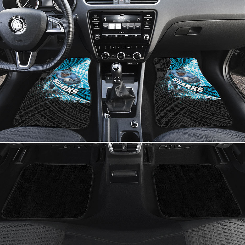 Cronulla Sutherland Sharks Rugby Car Mats Tribal Polynesian Power Art - Lightning Mascot