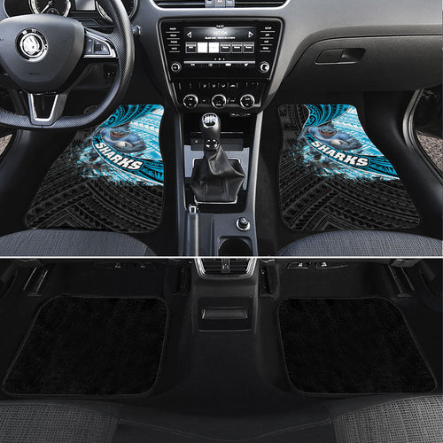 Cronulla Sutherland Sharks Rugby Car Mats Tribal Polynesian Power Art - Lightning Mascot