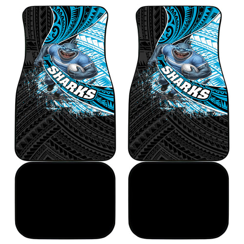 Cronulla Sutherland Sharks Rugby Car Mats Tribal Polynesian Power Art - Lightning Mascot