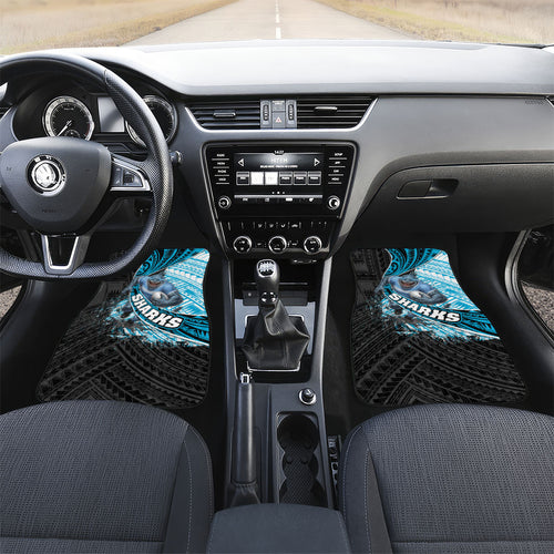 Cronulla Sutherland Sharks Rugby Car Mats Tribal Polynesian Power Art - Lightning Mascot