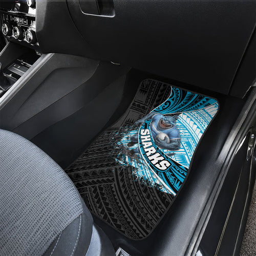 Cronulla Sutherland Sharks Rugby Car Mats Tribal Polynesian Power Art - Lightning Mascot