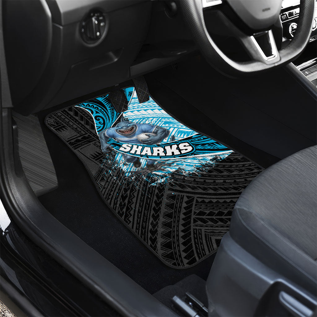 Cronulla Sutherland Sharks Rugby Car Mats Tribal Polynesian Power Art - Lightning Mascot