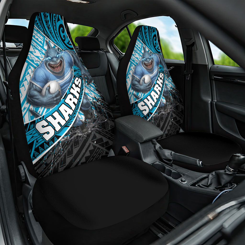 Cronulla Sutherland Sharks Rugby Car Seat Cover Tribal Polynesian Power Art - Lightning Mascot