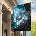 Cronulla Sutherland Sharks Rugby Garden Flag Tribal Polynesian Power Art - Lightning Mascot