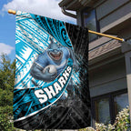 Cronulla Sutherland Sharks Rugby Garden Flag Tribal Polynesian Power Art - Lightning Mascot
