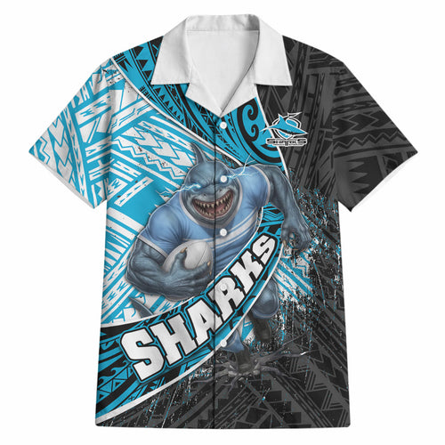 Cronulla Sutherland Sharks Rugby Hawaiian Shirt Tribal Polynesian Power Art - Lightning Mascot