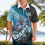 Cronulla Sutherland Sharks Rugby Hawaiian Shirt Tribal Polynesian Power Art - Lightning Mascot