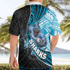 Cronulla Sutherland Sharks Rugby Hawaiian Shirt Tribal Polynesian Power Art - Lightning Mascot