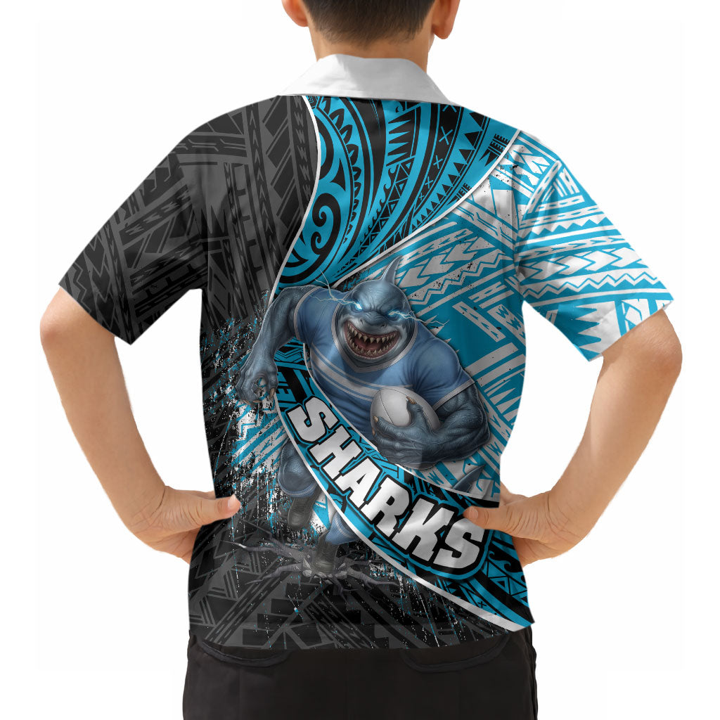 Cronulla Sutherland Sharks Rugby Hawaiian Shirt Tribal Polynesian Power Art - Lightning Mascot