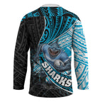 Cronulla Sutherland Sharks Rugby Hockey Jersey Tribal Polynesian Power Art - Lightning Mascot