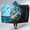 Cronulla Sutherland Sharks Rugby Hooded Blanket Tribal Polynesian Power Art - Lightning Mascot